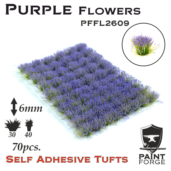 Paint Forge kępki kwiatków Purple Flowers - 70sztuk / 6mm